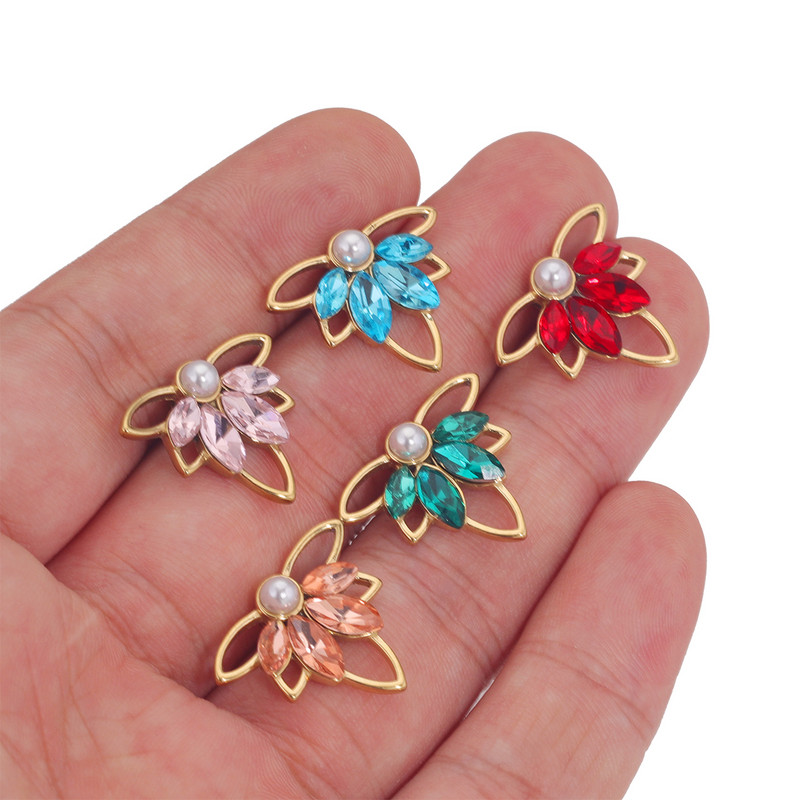 5KOM Zlatni šuplji cvjetovi od nehrđajućeg čelika, kristalne perle, privjesci za DIY viseće naušnice, ogrlice, veleprodaja obrta za izradu nakita