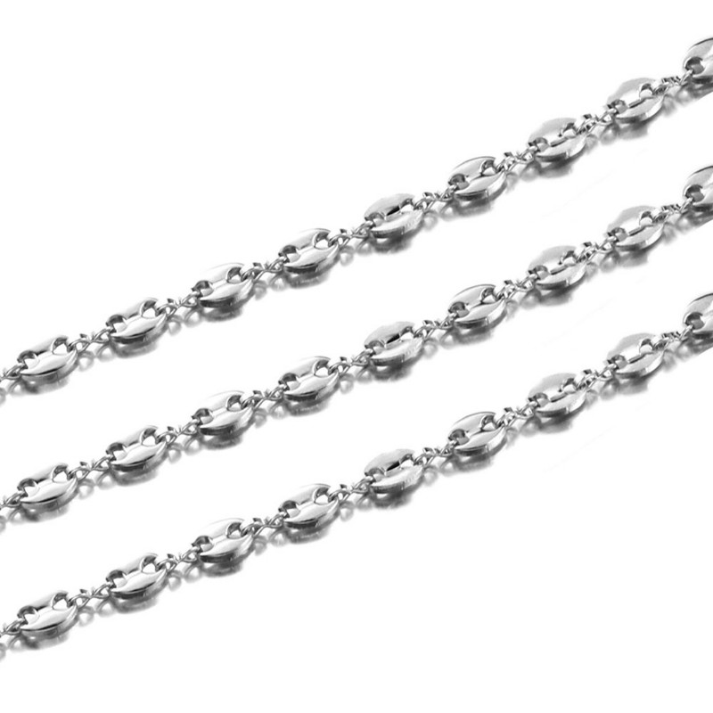 1 metar Lanci od zrna kave Ogrlice Lanci od nehrđajućeg čelika Svinjski nos Narukvice Punk Hip Hop DIY nakit Ručno izrađena ogrlica