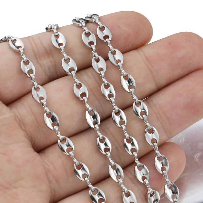 1 metar Lanci od zrna kave Ogrlice Lanci od nehrđajućeg čelika Svinjski nos Narukvice Punk Hip Hop DIY nakit Ručno izrađena ogrlica