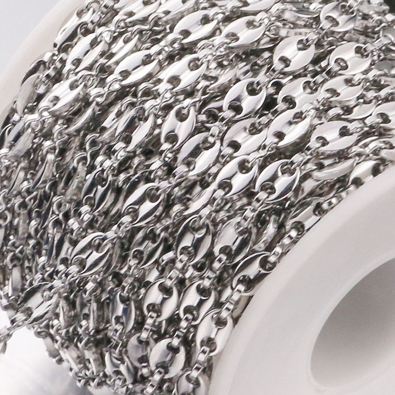 1 metar Lanci od zrna kave Ogrlice Lanci od nehrđajućeg čelika Svinjski nos Narukvice Punk Hip Hop DIY nakit Ručno izrađena ogrlica