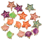 5 komada cakline koja kaplje ulje Morska školjka Morska zvijezda Privjesak od nehrđajućeg čelika Zvjezdane privjeske Komponente za ogrlicu DIY Izrada nakita Skupno