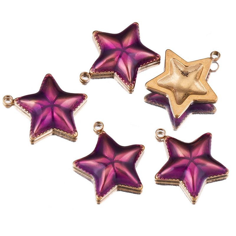 5 komada cakline koja kaplje ulje Morska školjka Morska zvijezda Privjesak od nehrđajućeg čelika Zvjezdane privjeske Komponente za ogrlicu DIY Izrada nakita Skupno