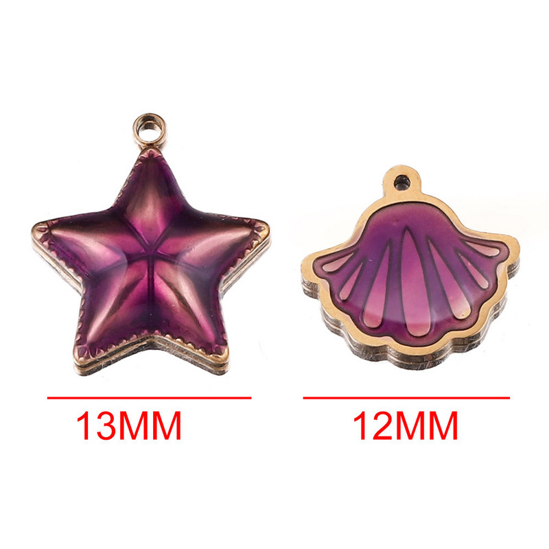 5 komada cakline koja kaplje ulje Morska školjka Morska zvijezda Privjesak od nehrđajućeg čelika Zvjezdane privjeske Komponente za ogrlicu DIY Izrada nakita Skupno