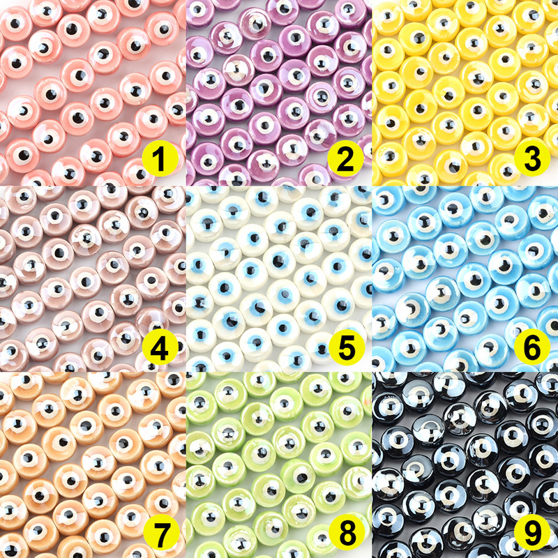 8MM10MM Perle za oči s dvostrukim licem Keramičke perle Trgovina Spacer Evil Charms za izradu nakita Diy narukvica Abalorios Kralen