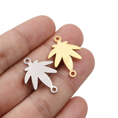5 бр. Неръждаема стомана Maple Leaf Bending Charms Fit Bracelet Connector Charm Гривна Колие за Направи си сам ръчно изработени бижута