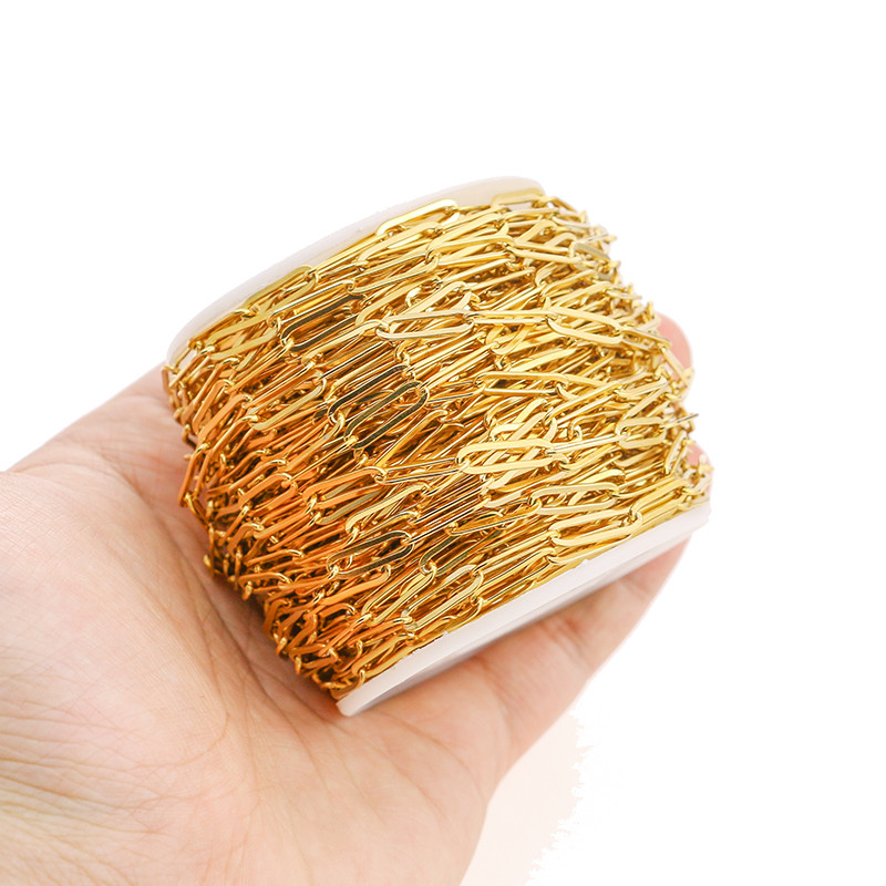 1 metar spljoštena elipsa širine 4 mm od nehrđajućeg čelika zlatne boje Rolo lančić za izradu modnih ženskih ogrlica