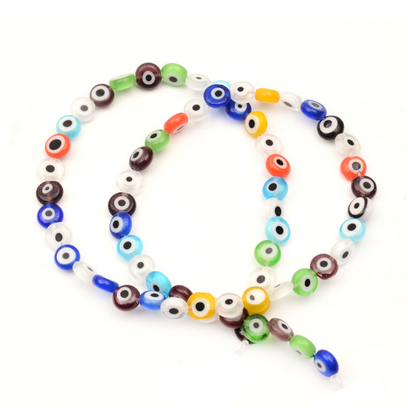 6/8/10/12 mm šarene okrugle perle za oči ravnog oblika Lampwork glazirane zle staklene perle za narukvicu, ogrlicu, izrada nakita „uradi sam“