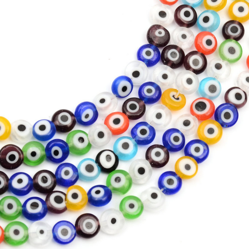 6/8/10/12 mm šarene okrugle perle za oči ravnog oblika Lampwork glazirane zle staklene perle za narukvicu, ogrlicu, izrada nakita „uradi sam“