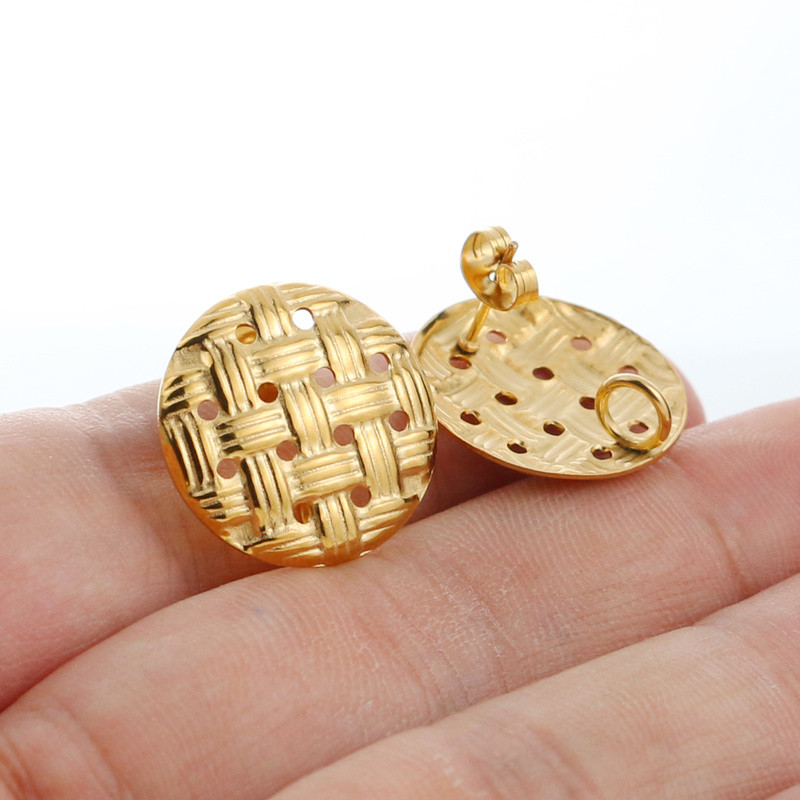 10 kom/lot novih zlatnih naušnica od nehrđajućeg čelika Javorovo uho boemsko kružno ažurno tkanje DIY matice za naušnice