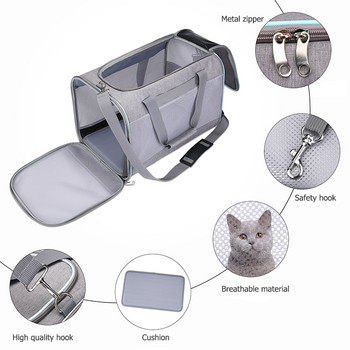 Чанта за котка Преносима дишаща чанта за пътуване на открито Чанти за през рамо за транспортиране на котки Малки кучета Чанти за носене на домашни любимци с каишка