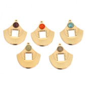 5 komada Bohemijski šarm privjesci od 18K zlata od nehrđajućeg čelika presvučen prirodnim kamenom, privjesci s resicama za izradu ogrlica s naušnicama DIY