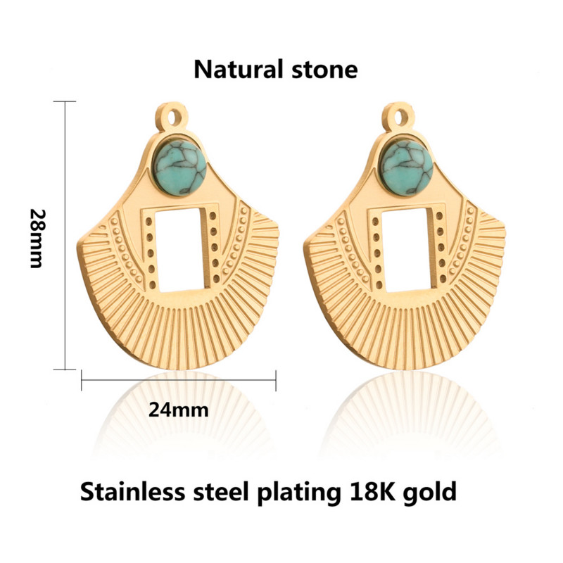 5 komada Bohemijski šarm privjesci od 18K zlata od nehrđajućeg čelika presvučen prirodnim kamenom, privjesci s resicama za izradu ogrlica s naušnicama DIY