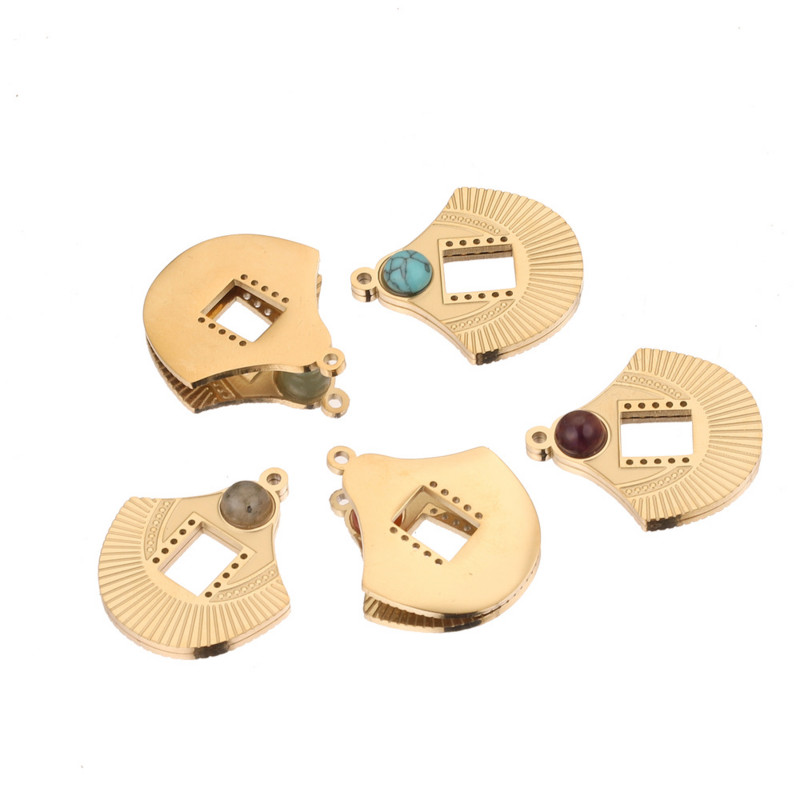 5 komada Bohemijski šarm privjesci od 18K zlata od nehrđajućeg čelika presvučen prirodnim kamenom, privjesci s resicama za izradu ogrlica s naušnicama DIY