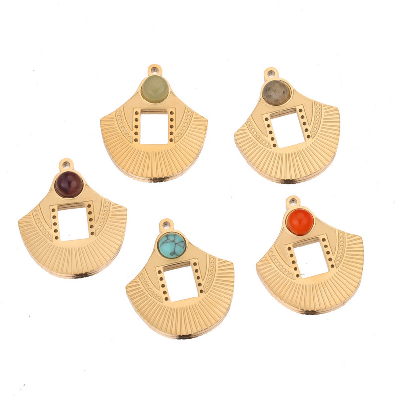 5 komada Bohemijski šarm privjesci od 18K zlata od nehrđajućeg čelika presvučen prirodnim kamenom, privjesci s resicama za izradu ogrlica s naušnicama DIY