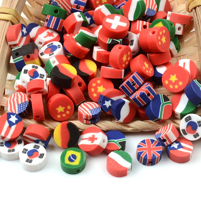 30pcs/Lot 10mm Spacer perle Glinene perle Nacionalna zastava Glinene perle za izradu nakita DIY ručno izrađeni nakit