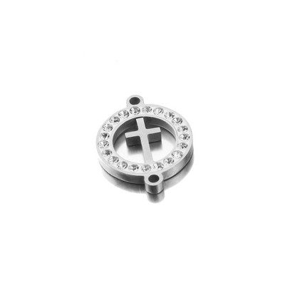 5 komada pozlaćenog križa s javorovim lišćem od nehrđajućeg čelika, visokokvalitetnog okruglog dijamanta, konektora, narukvica Izrada nakita DIY nalazi