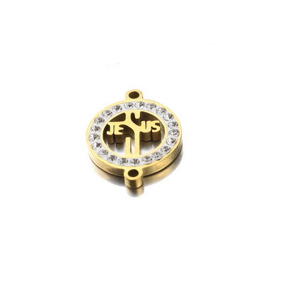 5 komada pozlaćenog križa s javorovim lišćem od nehrđajućeg čelika, visokokvalitetnog okruglog dijamanta, konektora, narukvica Izrada nakita DIY nalazi