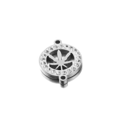 5 komada pozlaćenog križa s javorovim lišćem od nehrđajućeg čelika, visokokvalitetnog okruglog dijamanta, konektora, narukvica Izrada nakita DIY nalazi