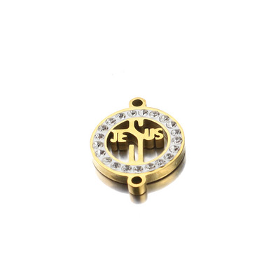 5 komada pozlaćenog križa s javorovim lišćem od nehrđajućeg čelika, visokokvalitetnog okruglog dijamanta, konektora, narukvica Izrada nakita DIY nalazi