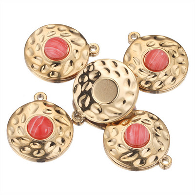 5 komada privjesaka od prirodnog kamena od nehrđajućeg čelika, pozlaćenih privjesaka okruglog oblika, visećih DIY naušnica, izrada ogrlica na veliko