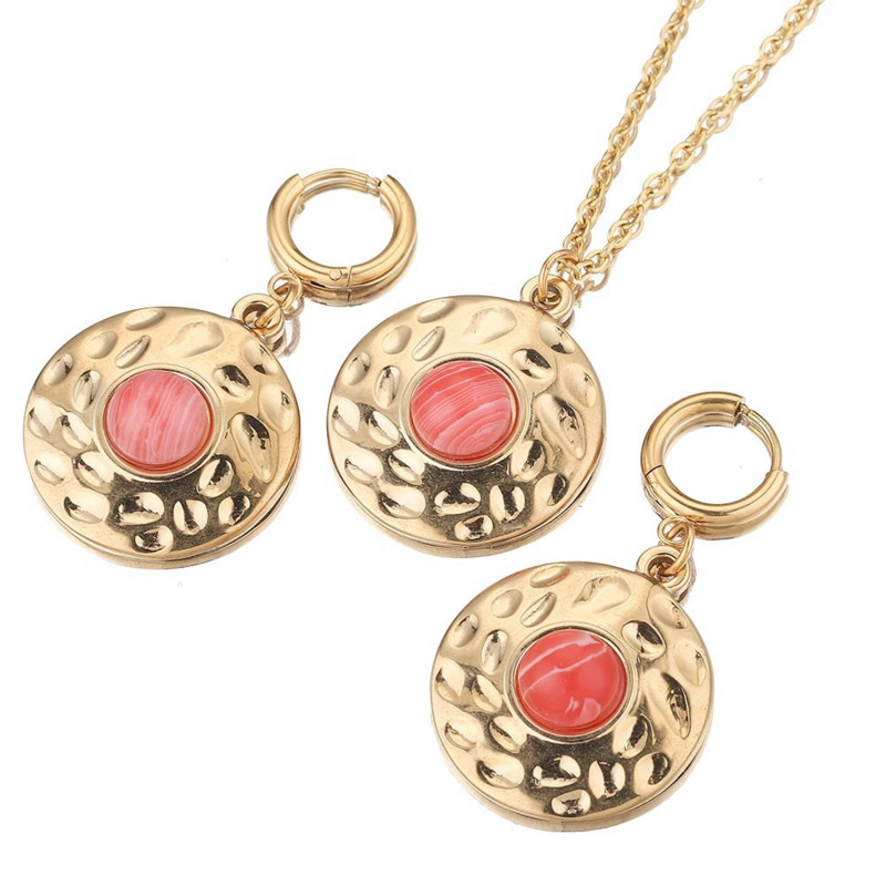 5 komada privjesaka od prirodnog kamena od nehrđajućeg čelika, pozlaćenih privjesaka okruglog oblika, visećih DIY naušnica, izrada ogrlica na veliko