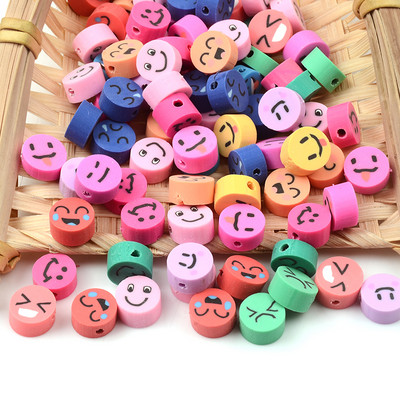 30 vnt. mišrios plokščios apvalios formos šypsenos polimero tarpiklis palaidi molio karoliukai papuošalams gaminti apyrankės „pasidaryk pats“ priedai