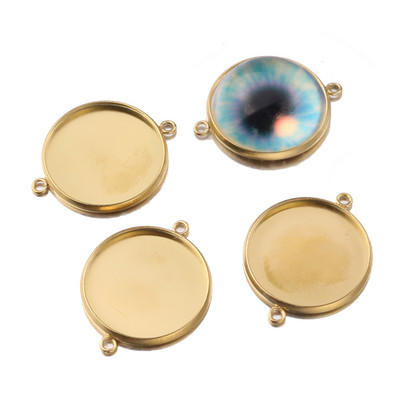 5kom/lot 20mm dvije rupe za vješanje od 18K pozlaćenog nehrđajućeg čelika Cameo Cabochon baza za postavljanje za DIY konektore za izradu nakita