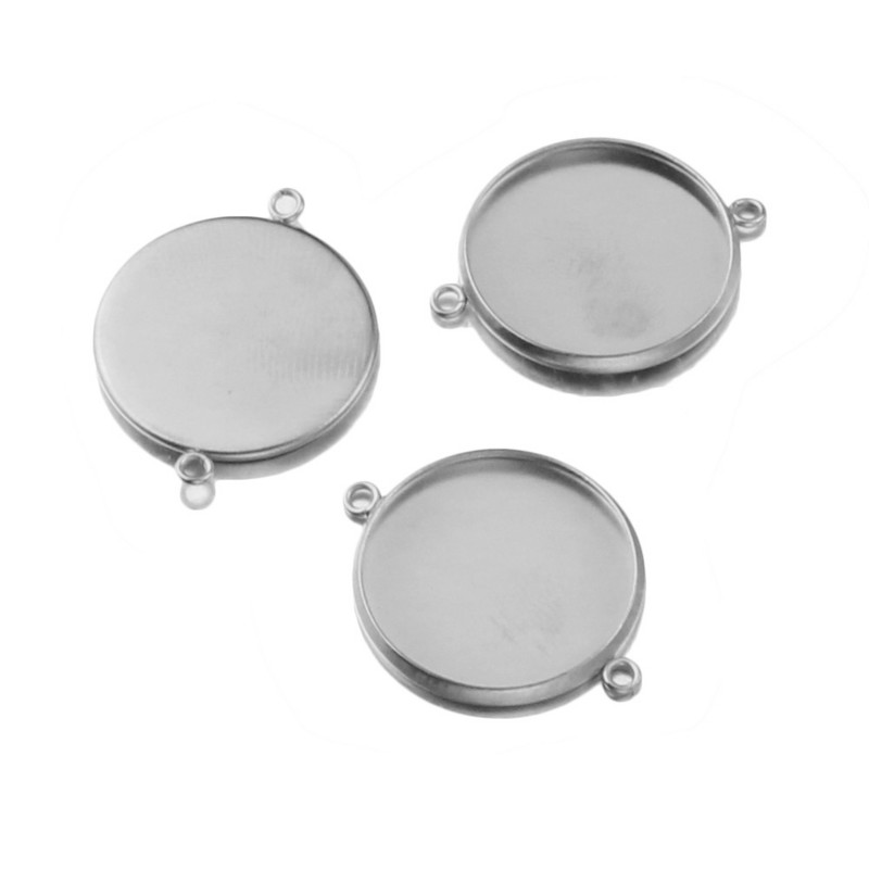 5db/tétel 20mm-es két lyuk akasztós rozsdamentes acél 18K aranyozás Cameo Cabochon alapbeállítás barkács csatlakozókhoz ékszerkészítés
