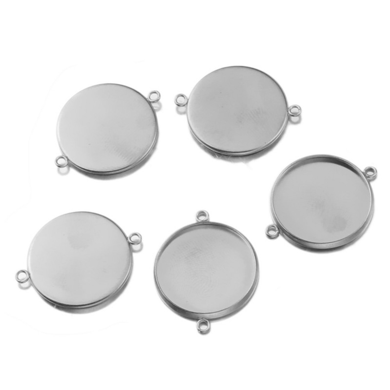 5db/tétel 20mm-es két lyuk akasztós rozsdamentes acél 18K aranyozás Cameo Cabochon alapbeállítás barkács csatlakozókhoz ékszerkészítés