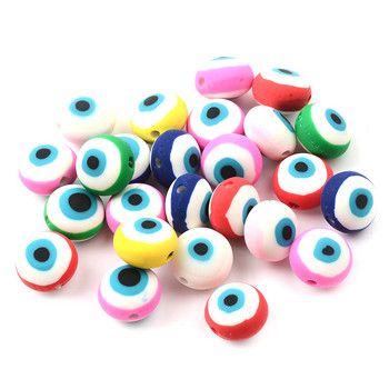 12mm Mix Evil Eye Beads Polymer Clay Beads Disc/Flat Loose Beads for Jewelry Making Handmade DIY Bracelet Jewelry Accessories