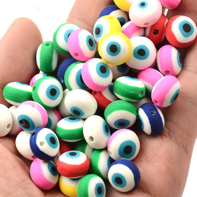 12 mm-es Mix Evil Eye gyöngyök polimer agyag gyöngyök lemez/lapos laza gyöngyök ékszerkészítéshez, kézzel készített barkács karkötő ékszer kiegészítők