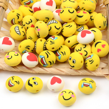 Μικτό αστείο πρόσωπο Κίτρινο χαμογελαστό πολυμερές πήλινο χάντρες Χαλαρές χάντρες για κοσμήματα που κατασκευάζουν DIY Αξεσουάρ βραχιολιών