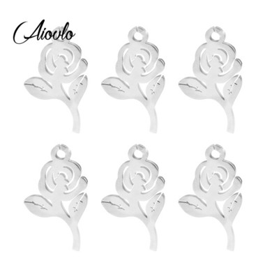„Aiovlo“ 5 vnt./stal. 11x19 mm nerūdijančio plieno rožiniai pakabukai, skirti „pasidaryk pats“ apyrankėms, kaklo papuošalams, papuošalų kūrimo reikmenims
