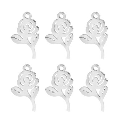 „Aiovlo“ 5 vnt./stal. 11x19 mm nerūdijančio plieno rožiniai pakabukai, skirti „pasidaryk pats“ apyrankėms, kaklo papuošalams, papuošalų kūrimo reikmenims