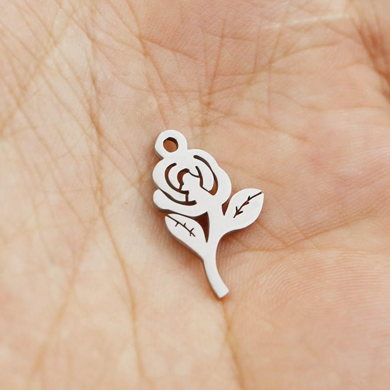 „Aiovlo“ 5 vnt./stal. 11x19 mm nerūdijančio plieno rožiniai pakabukai, skirti „pasidaryk pats“ apyrankėms, kaklo papuošalams, papuošalų kūrimo reikmenims