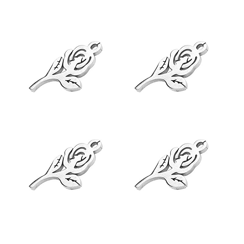 „Aiovlo“ 5 vnt./stal. 11x19 mm nerūdijančio plieno rožiniai pakabukai, skirti „pasidaryk pats“ apyrankėms, kaklo papuošalams, papuošalų kūrimo reikmenims