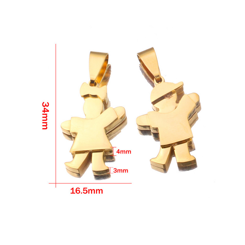 Pora nerūdijančio plieno aukso berniuko mergaičių maži žavesiai metaliniai pakabukai, poliruoti „pasidaryk pats“ papuošalai, karoliai, Valentino dovana