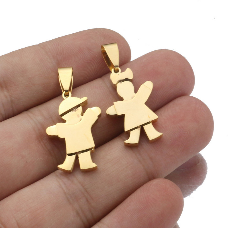 Pora nerūdijančio plieno aukso berniuko mergaičių maži žavesiai metaliniai pakabukai, poliruoti „pasidaryk pats“ papuošalai, karoliai, Valentino dovana