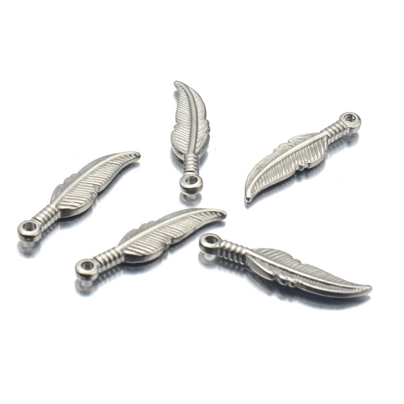 5 kom/lot punk moda žene muškarci nehrđajući čelik perje šarm privjesci lišće privjesak DIY izrada za ogrlicu izradu nakita