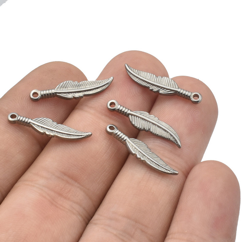 5 kom/lot punk moda žene muškarci nehrđajući čelik perje šarm privjesci lišće privjesak DIY izrada za ogrlicu izradu nakita