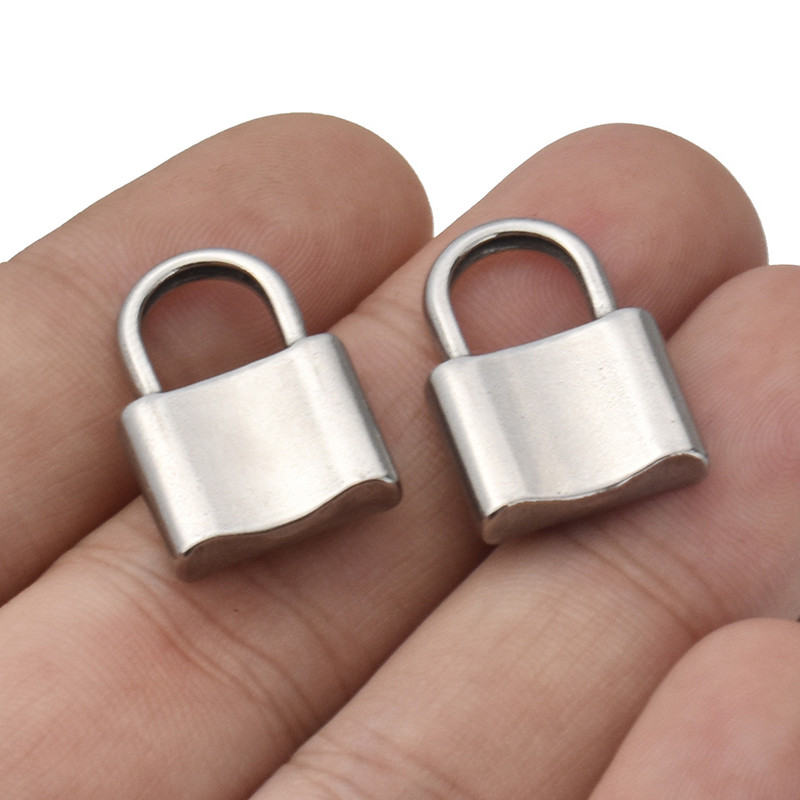 5 bucăți/lot din oțel inoxidabil cu blocare solidă colier pandantiv lacăt brelocuri accesorii artizanale DIY bijuterii descoperiri