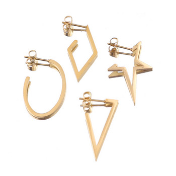 2 τμχ Fashion Triangle Unisex Punk Rock από ανοξείδωτο ατσάλι Ανδρικά γυναικεία σκουλαρίκια αυτιού με τρυπημένα κορεάτικα σκουλαρίκια με ωτοασπίδα