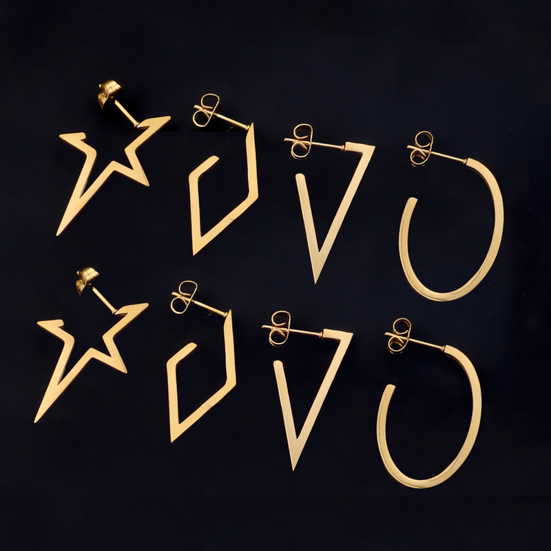 2kom Modne trokutaste uniseks punk rock nehrđajućeg čelika Muške Ženske naušnice s nitom za uši Probušene čepiće za uši Korejske naušnice