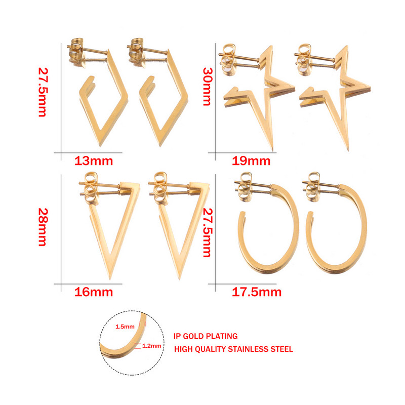 2kom Modne trokutaste uniseks punk rock nehrđajućeg čelika Muške Ženske naušnice s nitom za uši Probušene čepiće za uši Korejske naušnice