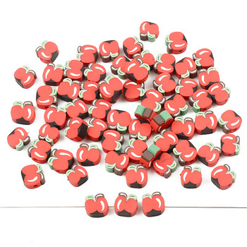 30 τεμ./Παρτίδα 10 χιλιοστά Κόκκινες χάντρες φρούτων Πολυμερικές χάντρες από πηλό Χαλαρές χάντρες για κοσμήματα Αξεσουάρ βραχιολιών DIY