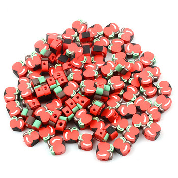 30 τεμ./Παρτίδα 10 χιλιοστά Κόκκινες χάντρες φρούτων Πολυμερικές χάντρες από πηλό Χαλαρές χάντρες για κοσμήματα Αξεσουάρ βραχιολιών DIY