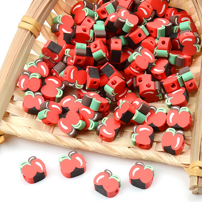 30 vnt. / partijoje 10 mm raudoni vaisių karoliukai polimeriniai molio karoliukai laisvi tarpiniai karoliukai papuošalams gaminti „pasidaryk pats“ apyrankių priedai