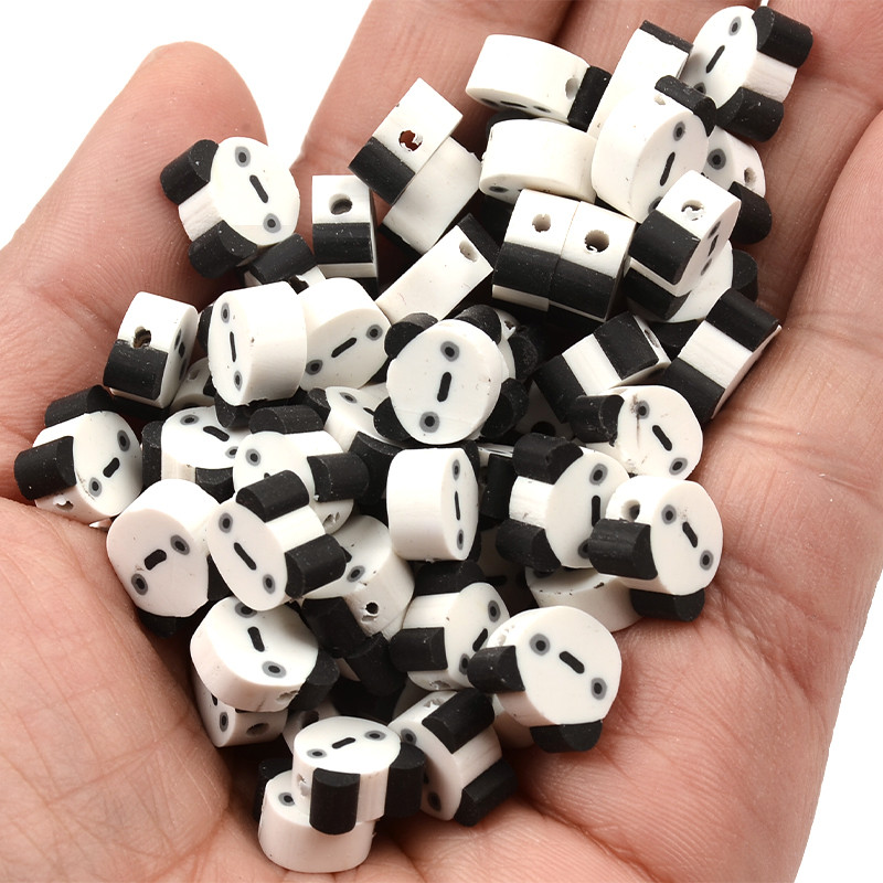 30 kom/lot bijele crne životinjske perle od polimerske gline labave razmaknice za izradu nakita narukvice DIY pribor veleprodaja