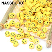 30Pcs/Lot Žuti Smajli Meke Glinene Perle Za Izradu Nakita Labavi Odstojnik Ogrlica Narukvice DIY Dodaci Veleprodaja