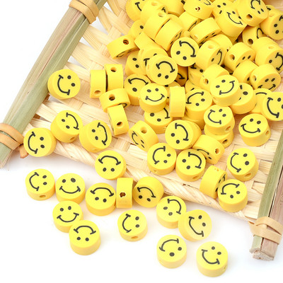 30Pcs/Lot Žuti Smajli Meke Glinene Perle Za Izradu Nakita Labavi Odstojnik Ogrlica Narukvice DIY Dodaci Veleprodaja